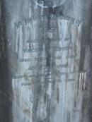 Rose OBRIEN
(wife of Vincent OBRIEN)
30 Jun 1919, aged 35
Wonglepong cemetery, Beaudesert