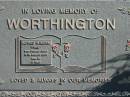 WORTHINGTON,
Alfred William Fred,
died 12 Aug 2001 aged 74;
Woodford Cemetery, Caboolture