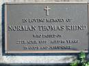 Norman Thomas RHIND,
died 27 April 1999 aged 86 years;
Woodford Cemetery, Caboolture