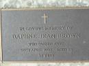 Daphne Jean BROWN,
died 20 April 1997 aged 73;
Woodford Cemetery, Caboolture