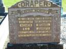 DRAPER;
Agnes E.G., wife mother,
died 6 April 1972 aged 93 years;
Samuel Joseph, husband father,
died 30 Dec 1938 aged 65 years;
Woodford Cemetery, Caboolture