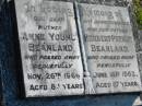 Annie Young BEANLAND, mother,
died 26 Nov 1966 aged 83 years;
Herbert Prevost BEANLAND, husband father,
died 14 June 1962 aged 87 years;
Woodford Cemetery, Caboolture