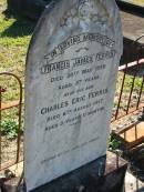 Francis James FERRIS,
died 30 May 1916 aged 37 years;
Charles Eric FERRIS, son,
died 6 Aug 1917 aged 3 years 11 months;
Woodford Cemetery, Caboolture