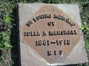 Julia A. MARSHALL,
1881 - 1918;
Woodford Cemetery, Caboolture