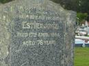 Esther JOYCE, wife mother,
died 17 April 1956 aged 76 years;
Woodford Cemetery, Caboolture