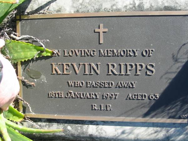 Kevin RIPPS,  | died 18 Jan 1997 aged 63;  | Woodford Cemetery, Caboolture  | 