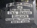 Una Daphne Hiscock
23 Apr 1983, aged 74
Woodhill cemetery (Veresdale), Beaudesert shire