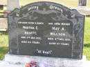 Martha E Adsett
d: 6 Dec 1931, aged 43
May A Willson
4 Dec 1955, aged 67
Woodhill cemetery (Veresdale), Beaudesert shire