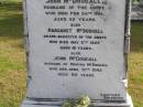 Frances Elizabeth (McDougall)
(wife of John McDougall)
29 Sep 1887, aged 50
John McDougall
24 Feb 1904, aged 82
(granddaughter) Margaret McDougall
6 May 1922, aged 19
John McDougall
(husband of Martha McDougall)
15 Apr 1943, aged 84
Martha L McDougall
b: 25 Dec 1868, d: 15 Sep 1949, aged 80
Louisa Hopkins
b: 2 Jul 1893, d: 3 Jan 1937, aged 43
Woodhill cemetery (Veresdale), Beaudesert shire
