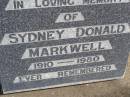Sydney Donald Markwell
b: 1910, d: 1980
Woodhill cemetery (Veresdale), Beaudesert shire