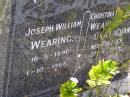 Joseph William Wearing
b: 16 Sep 1891, d: 1 Oct 1968
Christina Beatrice Wearing - OCallaghan (nee Pollock)
b: 27 Sep 1909, d: 5 Jul 1994
Woodhill cemetery (Veresdale), Beaudesert shire