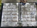 Bridget Brook
9 Jul 1959, aged 79
Thomas Brook
19 Dec 1961, aged 83
Woodhill cemetery (Veresdale), Beaudesert shire