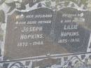 Joseph Hopkins
b: 1872, d: 1948
Lillie Hopkins
b: 1875, d: 1932
Woodhill cemetery (Veresdale), Beaudesert shire
