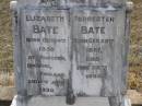 Elizabeth BATE,
born 14 Oct 1858 Runcorn Cheshire England,
died 7 June 1930;
Forrester BATE,
born 28 Sept 1857 died 28 June 1943;
Yangan Anglican Cemetery, Warwick Shire