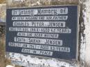Charles Peter JENSEN,
husband father,
died 7 Aug 1948 aged 62 years;
Edith Sarah JENSEN,
mother,
died 21 Jan 1967 aged 83 years;
Yangan Anglican Cemetery, Warwick Shire