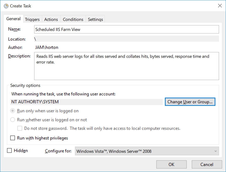 Create Task General tab