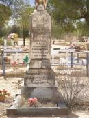 Grave of Caroline Troy, 25 Apr 1914 aged 71  Peggy Lynette SMITH  James Anthony SMITH d: 10 Oct 1972 aged 11 mo  Cemetery, Lightning Ridge, New South Wales 