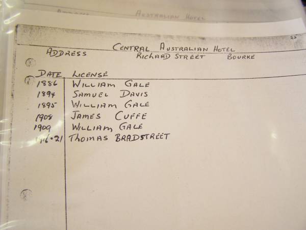 Gale family history,  | Bourke, New South Wales  | 