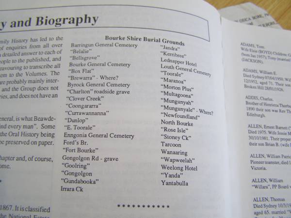 List of burial grounds near Bourke,  | New South Wales  | 