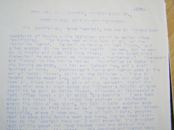 Gale family history,  | Bourke, NSW  | 