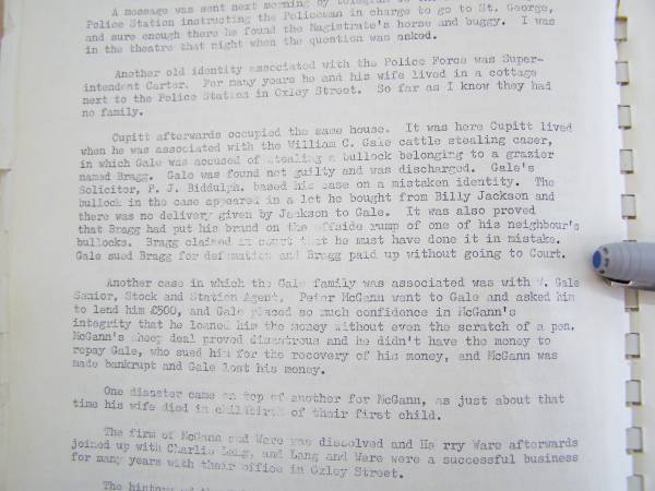 Gale family history,  | Bourke, NSW  | 