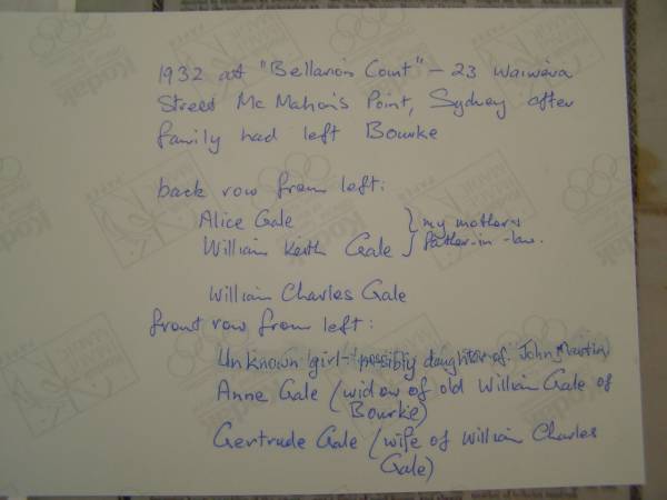 Gale family history 1910-1920,  | Bourke, New South Wales  | 
