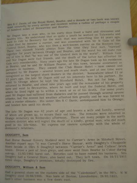 Gale family history,  | Bourke, New South Wales  | 