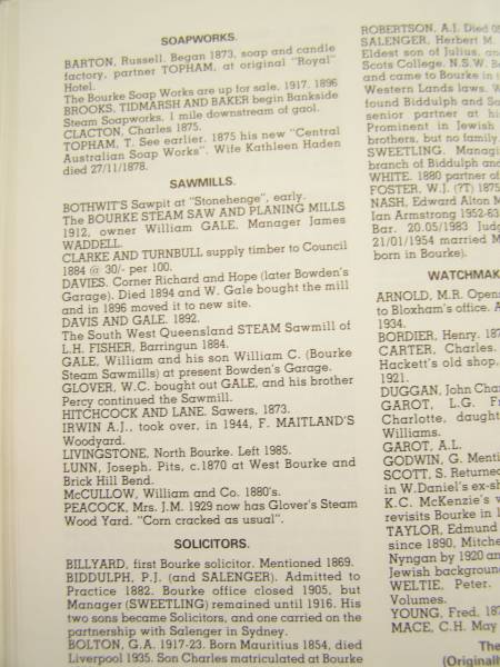 Gale family history,  | Bourke, New South Wales  | 