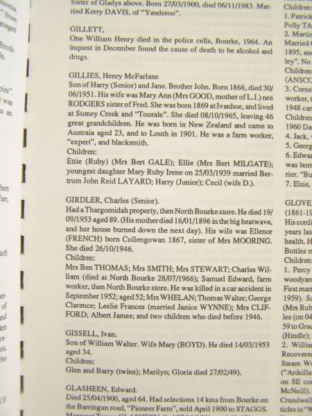 Gale family history,  | Bourke, New South Wales  | 