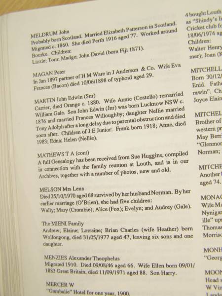 Gale family history,  | Bourke, New South Wales  | 