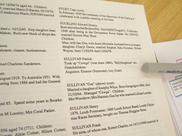 Gale family history,  | Bourke, New South Wales  | 