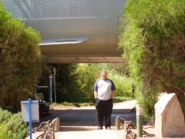 David standing under HMAS Whyalla,  | Whyalla, South Australia  | 
