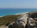 Rocky hillsides lead down to the Great Australian Bight, Nullarbor Plain, Eyre Highway, South Australia 