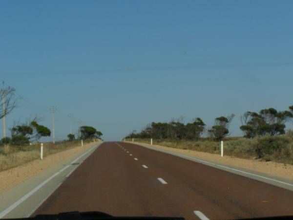 The Eyre Highway heads west from Ceduna  | towards the Nullarbor Plain,  | South Australia  | 