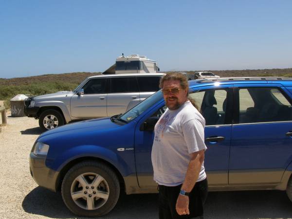 David and the Territory,  | Cliffs at the Great Australian Bight,  | Nullarbor Plain,  | Eyre Highway,  | South Australia  | 