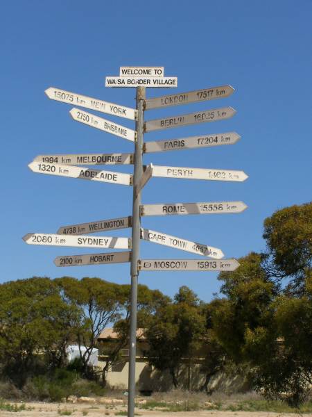 A long way from anywhere with decent coffee,  | Border Village and fruitfly check point,  | Nullarbor Plain,  | Eyre Highway,  | border of South Australia and Western Australia  | 