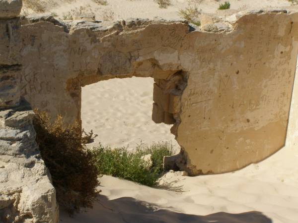 The old Eucla Telegraph Station gradually  | getting overrun by the sand dunes,  | Eucla willage,  | Nullarbor Plain,  | Eyre Highway,  | Western Australia  | 