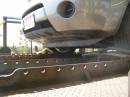 Our car (top front) loaded onto the motorail of the Indian Pacific, East Perth railway station 