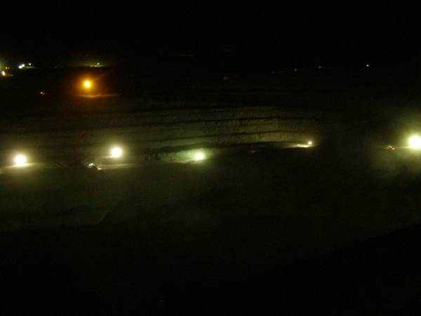 The Super Pit at night,  | the lights are from the trucks etc,  | it is 24x7 operation,  | Kalgoorie, Western Australia  | 