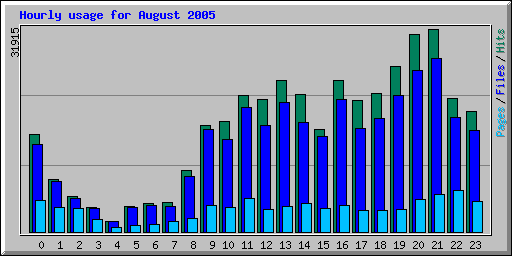 Hourly usage for August 2005